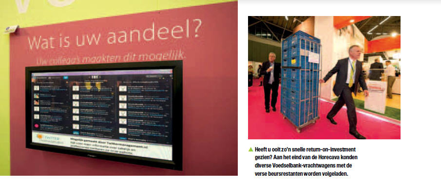Alle nieuwe aandeelhouders werden direct getwitterd en zichtbaar gemaakt op het grote beeldscherm.